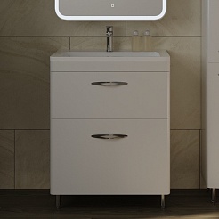 Style Line Тумба с раковиной Каре 70 напольная Люкс Plus белая – фотография-2